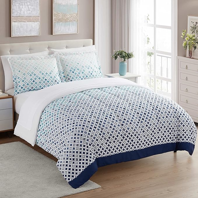 Sweet Home Collection 7 Piece Comforter Set Bag Solid Color All Season Soft Down Alternative Blanket & Luxurious Microfiber Bed Sheets, Genova, King