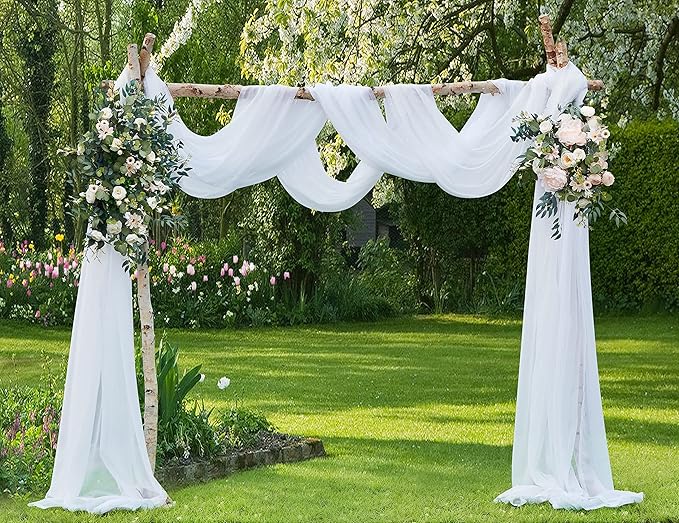 Warm Home Designs Standard Length White Sheer Window Scarf. Valance Scarves are 54 X 144 Inches. Great As Wedding Arch Draping Fabric, Bed Canopy Or for Decorative Project. AM White 144"
