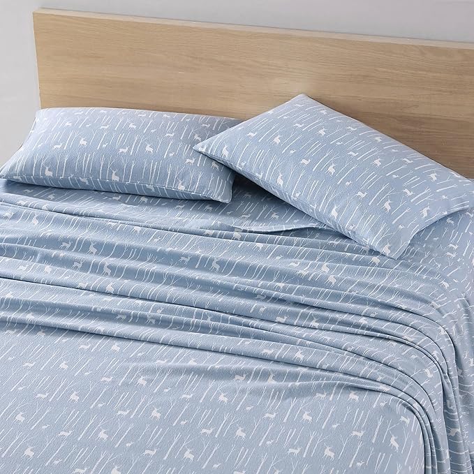 Eddie Bauer - King Sheets, Cotton Flannel Bedding Set, Brushed For Extra Softness, Cozy Home Decor (Birch Forest, King)