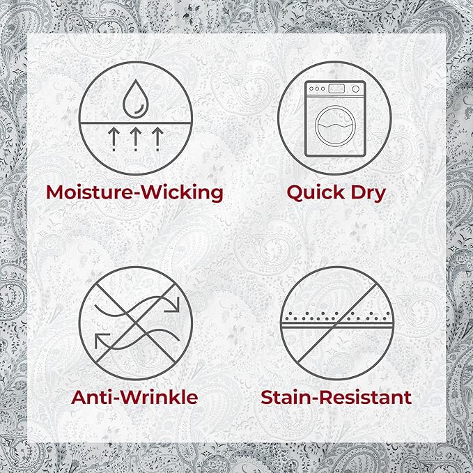 Mellanni Queen Sheets Set - 4 PC Iconic Collection Bedding - Hotel Luxury, Extra Soft, Cooling Bed Sheets - Wrinkle, Fade, Stain Resistant (Queen, Paisley Gray)