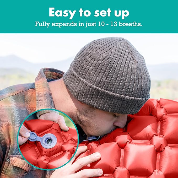 Ultralight Sleeping Mat - Inflatable & Compact Camping Air Mattress for Backpacking, Hiking- New
