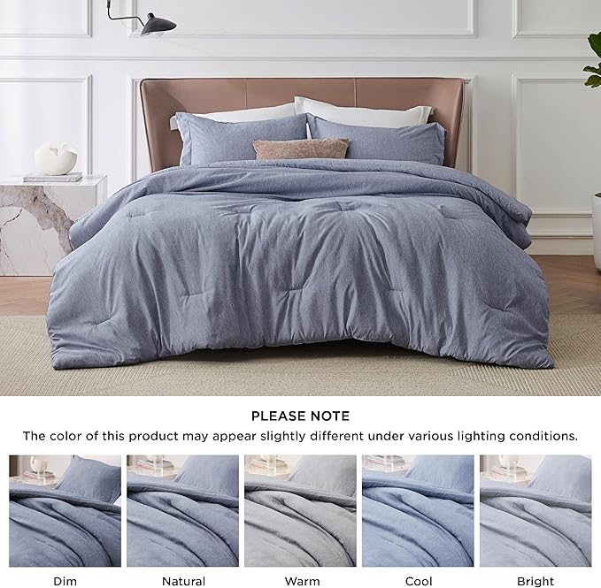 Bedsure Twin/Twin XL Comforter Set - Navy Blue Soft Bedding for All Seasons, Cationic Dyed Bed Set, 2 Pieces, 1 Twin Size Comforter (68"x88") and 1 Pillow Sham (20"x26"+2")