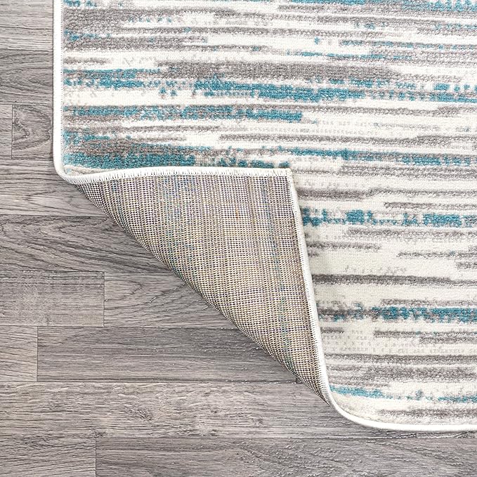 JONATHAN Y Speer Abstract Linear Stripe Gray/Blue Runner Rug, 2x8, Contemporary, Rustic, Easy-Cleaning for Living Room, Bedroom, Kitchen, Pet Friendly, Non-Shedding (LUX106A-28)