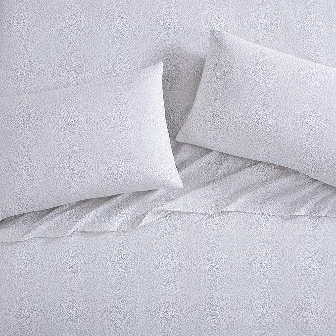 Laura Ashley - Flannel Sheets King Size, Anti-Pilling & Wrinkle Resistant Cotton, Touchably Soft for All-Season Comfort - Bed Sheets with Matching Pillowcases & Fitted Sheet (Chelsie Vine Grey)