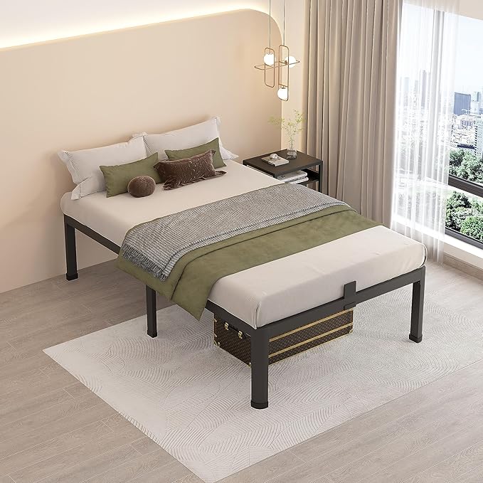 MAF 12 Inch Twin Metal Platform Bed Frame with Round Corner Legs, Mattress Slide Stopper, 3000 LBS Heavy Duty Steel Slats Support, No Box Spring Needed, Noise Free