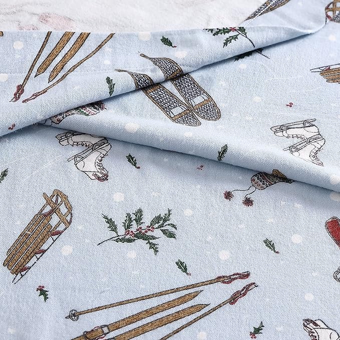 Eddie Bauer - Queen Sheets, Cotton Flannel Bedding Set, Brushed For Extra Softness, Cozy Home Decor (Snow Days, Queen)
