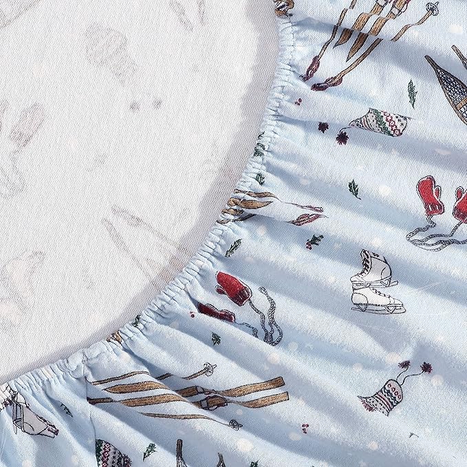 Eddie Bauer - Queen Sheets, Cotton Flannel Bedding Set, Brushed For Extra Softness, Cozy Home Decor (Snow Days, Queen)
