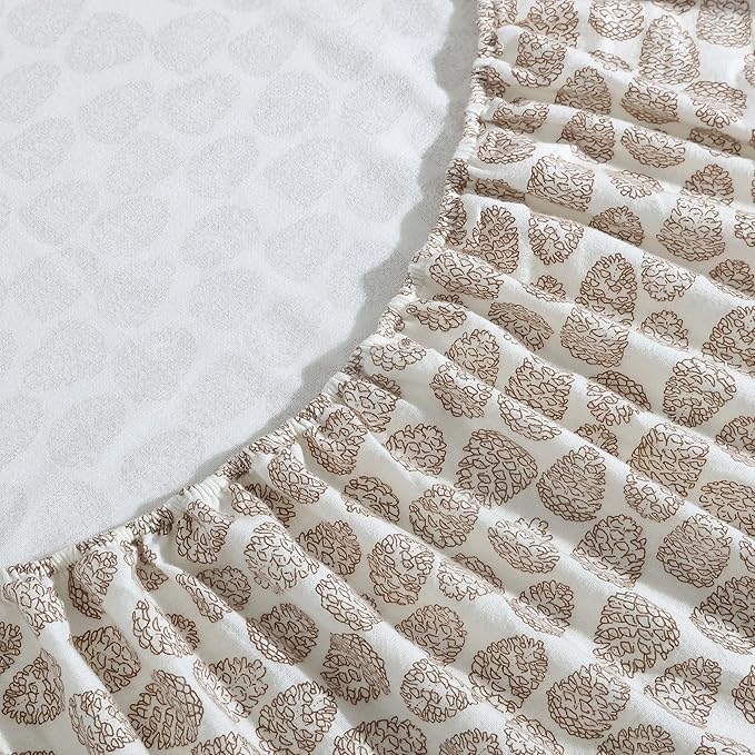 Eddie Bauer - Full Sheets, Cotton Flannel Bedding Set, Brushed For Extra Softness, Cozy Home Decor (Little Creek Pine Cone Beige, Full)