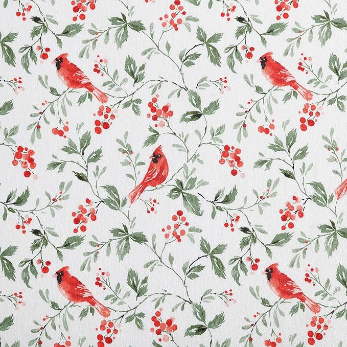 Laura Ashley - Flannel Sheets Queen Size, Anti-Pilling & Wrinkle Resistant Cotton, Touchably Soft for All-Season Comfort - Bed Sheets with Matching Pillowcases & Fitted Sheet (Jolly Cardinals Green)