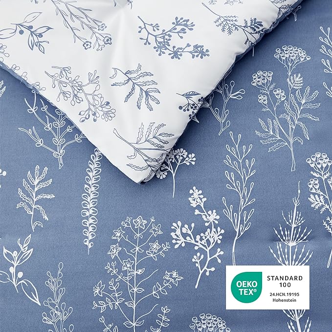 Bedsure Twin/Twin XL Comforter Set - Infinity Blue Comforter, Cute Floral Bedding Comforter Sets, Gifts for Woman, 2 Pieces, 1 Soft Reversible Botanical Flowers Comforter and 1 Pillow Sham