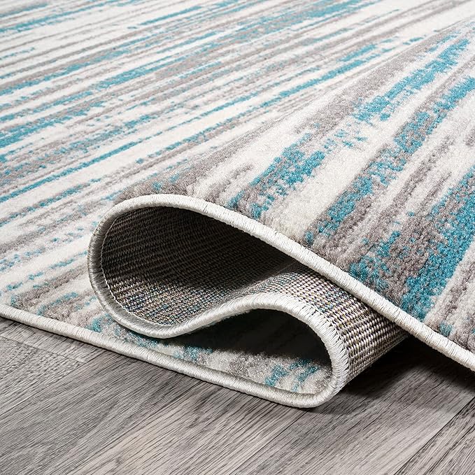 JONATHAN Y Speer Abstract Linear Stripe Gray/Blue Indoor Area Rug, 3x5, Contemporary, Rustic, Easy-Cleaning for Living Room, Bedroom, Kitchen, Pet Friendly, Non-Shedding (LUX106A-3)