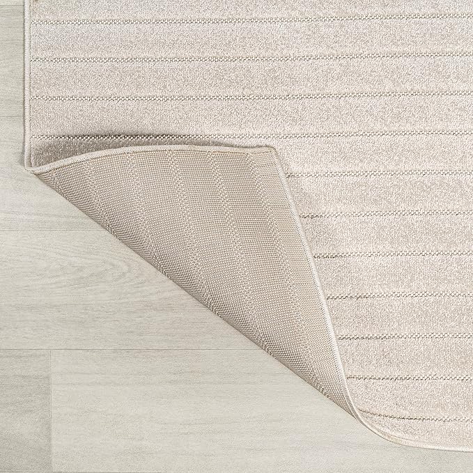 Eyely NCS101A-9R Scandinavian Odense Minimalist Angle Geometric Indoor Rug, Pet Friendly, Non-Shedding, Stain Resistant, Easy-Cleaning, Ivory/Cream, 9' Round, Indoor/Outdoor, Area Rug