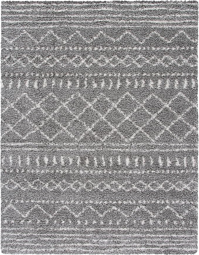SAFAVIEH Arizona Shag Collection X-Large Area Rug - 11' x 15', Brown & Ivory, Moroccan Design, Non-Shedding & Easy Care, 1.6-inch Thick Ideal for High Traffic Areas in Living Room, Bedroom (ASG741B)