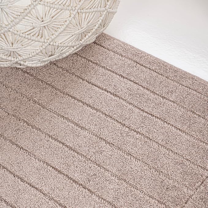 Eyely NCS101C-5 Odense High-Low Minimalist Angle Geometric Light Taupe 5 ft. x 8 ft. Indoor/Outdoor Area Rug, for Home, Backyard, Patio, Porch, Bedroom, Kitchen, Living Room