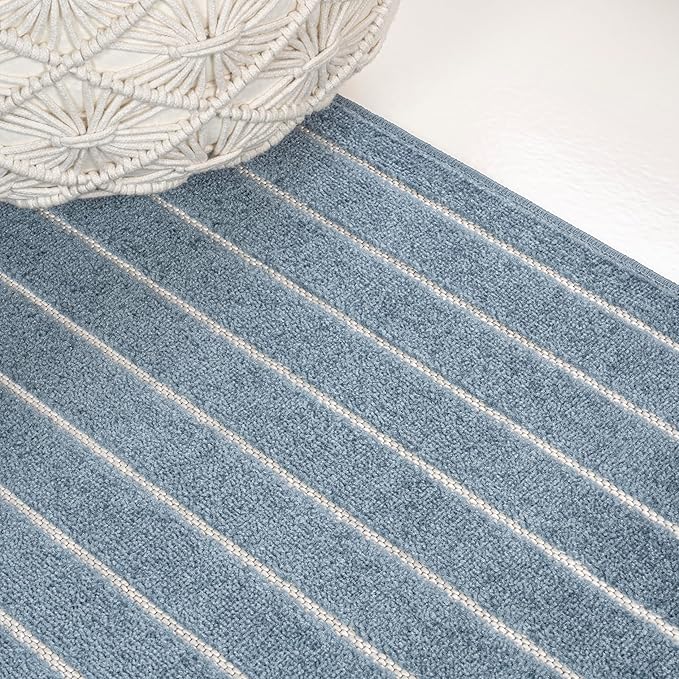 Eyely NCS101D-4 Odense High-Low Minimalist Angle Geometric Dark Blue/Cream 4 ft. x 6 ft. Indoor/Outdoor Area Rug, for Home, Backyard, Patio, Porch, Bedroom, Kitchen, Living Room