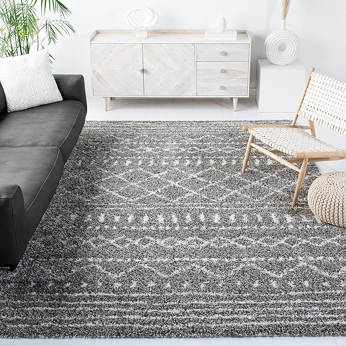 SAFAVIEH Arizona Shag Collection X-Large Area Rug - 11' x 15', Brown & Ivory, Moroccan Design, Non-Shedding & Easy Care, 1.6-inch Thick Ideal for High Traffic Areas in Living Room, Bedroom (ASG741B)