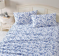 Laura Ashley - Flannel Sheets Twin Size, Anti-Pilling & Wrinkle Resistant Cotton, Touchably Soft for All-Season Comfort - Bed Sheets with Matching Pillowcase & Fitted Sheet (Emelisa Blue)