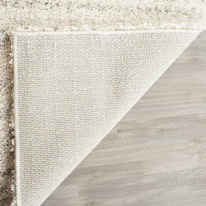SAFAVIEH Arizona Shag Collection Area Rug - 8' Square, Ivory & Beige, Moroccan Design, Non-Shedding & Easy Care, 1.6-inch Thick Ideal for High Traffic Areas in Living Room, Bedroom (ASG741A)