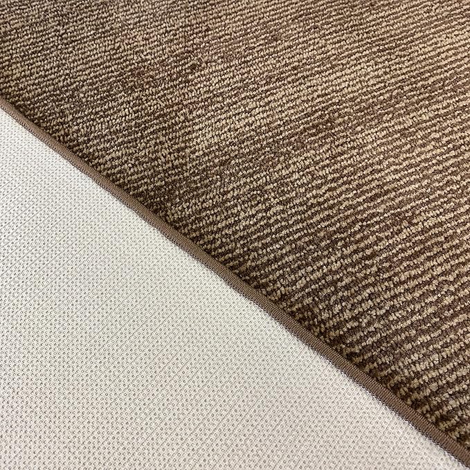 Custom Length Cut to Size Wide Width Carpet Runner Rug for Hallways, Slip Resistant Latex Rubber Backed, 31 inch Wide X Customized Length, Stripe Brown, 31 inch X 17 feet