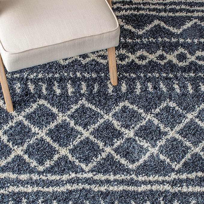 SAFAVIEH Arizona Shag Collection Accent Rug - 3'2" x 5', Slate Blue & Ivory, Design, Non-Shedding & Easy Care, 1.6-inch Thick Ideal for High Traffic Areas in Entryway, Living Room, Bedroom (ASG741L)