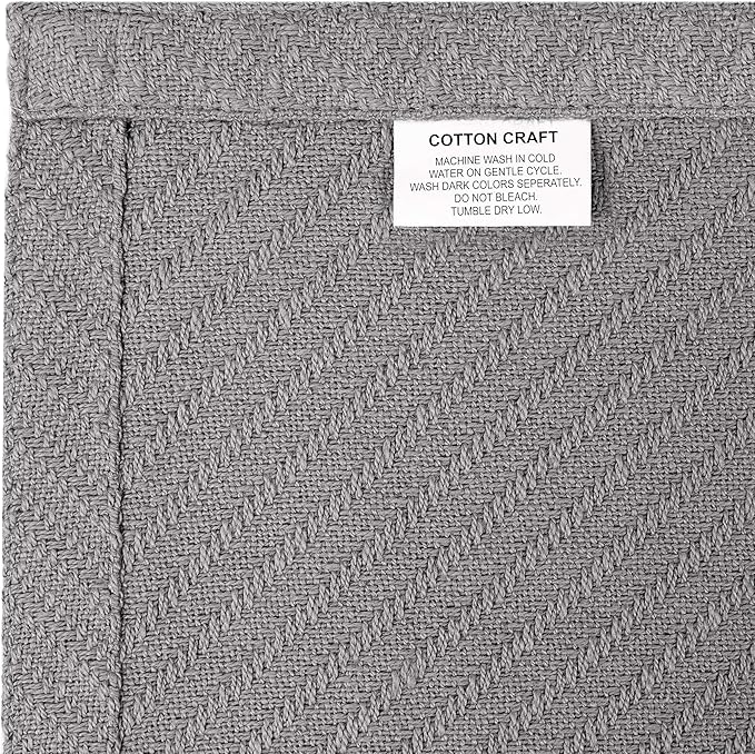 COTTON CRAFT Soft Cotton Thermal Blanket - Plush Herringbone Twill - All Season Luxurious Breathable Skin Friendly Lightweight Cooling Throw Blanket - Sofa Couch Travel Camping Dorm - Full Queen Grey