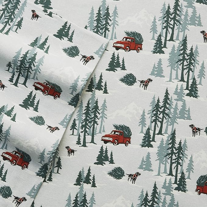 Eddie Bauer - Full Sheets, Cotton Flannel Bedding Set, Brushed For Extra Softness, Cozy Home Decor (Tree Farm, Full)