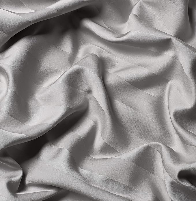 King Sheets by Pure Bamboo, Genuine 100% Organic Viscose Derived from Bamboo Bed Sheet Set, Luxuriously Soft & Cooling, Double Stitching, Lifetime Quality Promise (King, Jacquard Silver)