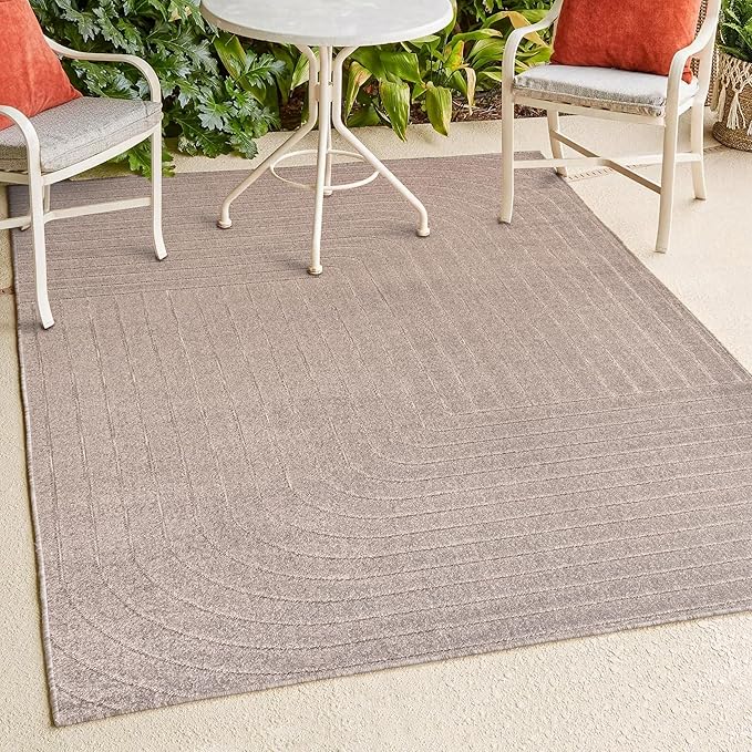 Eyely NCS101C-5 Odense High-Low Minimalist Angle Geometric Light Taupe 5 ft. x 8 ft. Indoor/Outdoor Area Rug, for Home, Backyard, Patio, Porch, Bedroom, Kitchen, Living Room