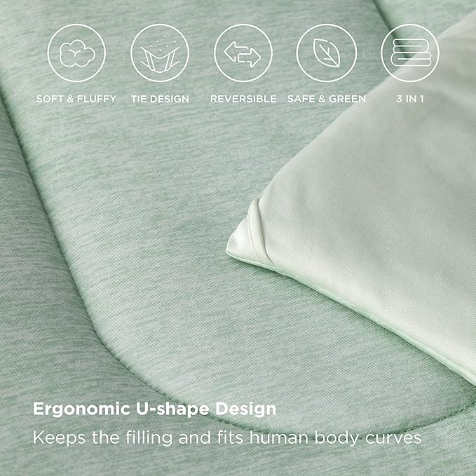 Bedsure California King Comforter Set - Cooling and Warm Bed Set, Sage Green Reversible Bedding for All Season, 3 Pieces, 1 California King Size Comforter (104"x96") and 2 Pillow Cases (20"x36")