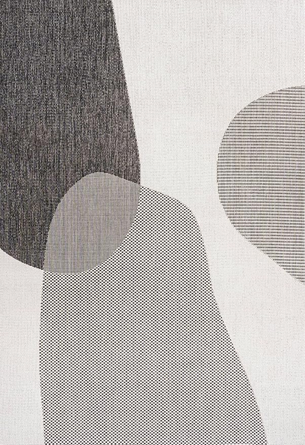 JONATHAN Y Geometric Organic Shapes Indoor Outdoor Area Rug 5X8 Cream/Black, Zia Modern for Backyard, Patio, Porch, Easy-Cleaning, High Traffic, Pet-Friendly, Non-Shedding (TSN306A-5)