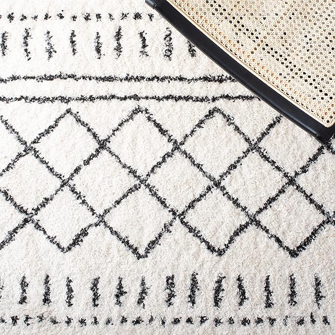SAFAVIEH Arizona Shag Collection Area Rug - 2'3" x 18' Runner, Ivory & Black, Non-Shedding & Easy Cleaning, Plush Thick Pile, Ideal for Living Room, Bedroom, Dining Space (ASG741Z)