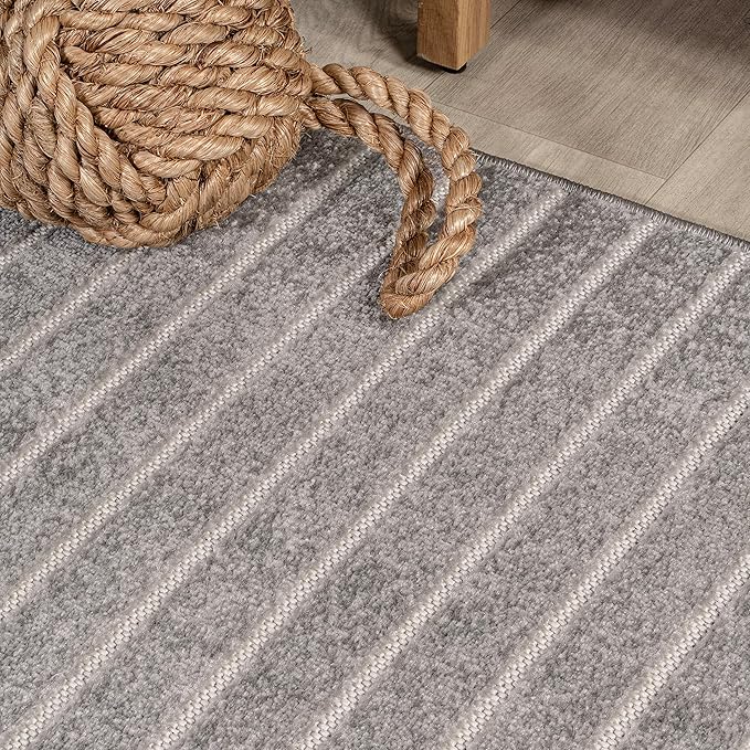 Eyely NCS101B-3 Scandinavian Odense Minimalist Angle Geometric Indoor Area Rug, Modern, Contemporary, Coastal, Bohemian, Bedroom, Kitchen, Living Room, Non Shedding, Gray/Ivory, 3' x 5'
